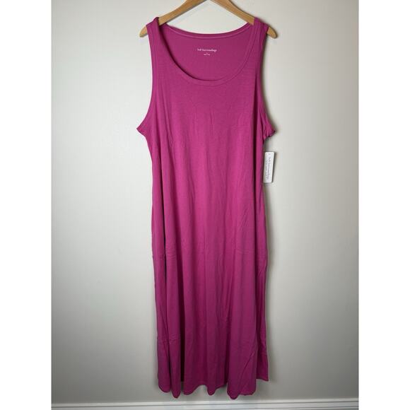 NWT Soft Surroundings Santiago Maxi Dress Fuchsia Pink Pockets Minimalist 1X XL - Picture 1 of 6